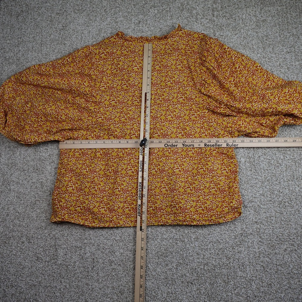 Universal Thread Floral Smocked Balloon Sleeve Top XXL Yellow Orange Boho Blouse - Picture 5 of 5